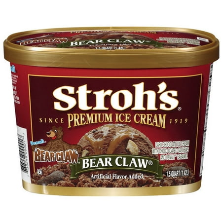 Stroh's Premium Bear Claw Ice Cream, 1.5 qt - Walmart.com