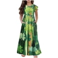 thumbnail image 2 of LOVZFMLL Robe d'Été à Manches Courtes Col Rond Couleur Unie, 2 of 5
