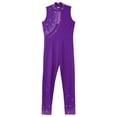thumbnail image 5 of TiaoBug Girls Gymnastics Unitard Kids Sparkly Ballet Leotard Dance One Piece Sleeveless Athletic Full Bodysuit Purple 6, 5 of 7
