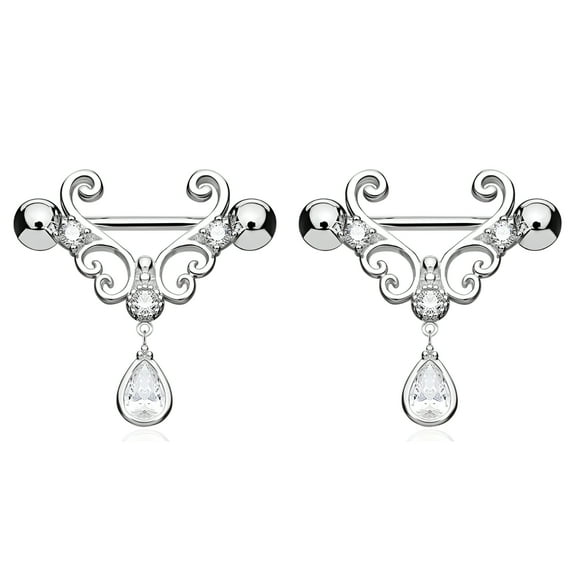 DESIGNICE Nipples Ring Trendy Fake Piercings Convenient Body Ornament Durable Decorative Accessories Pedant Jewelries for Dressing Silver