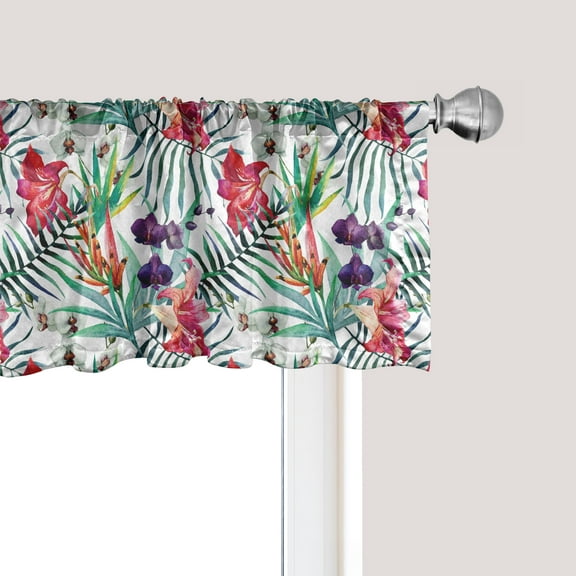 Ambesonne Colorful Window Valance, Tropical Orchids, 54" X 18", Multicolor