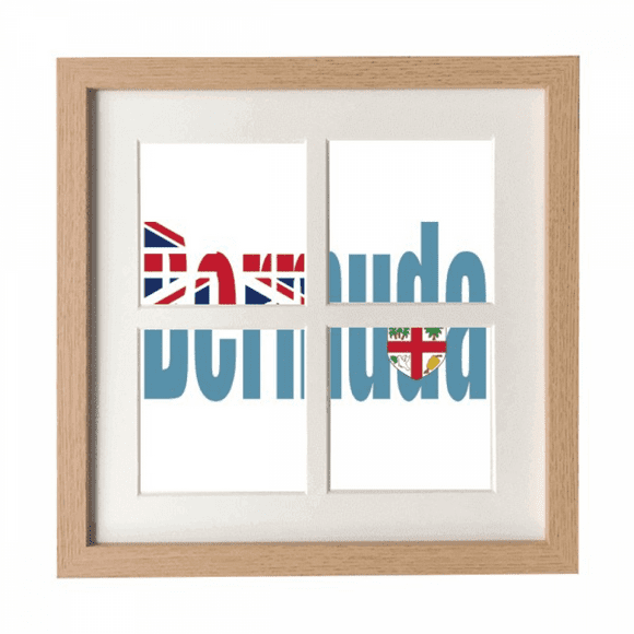 Bermuda Country Flag Name Frame Wall Tabletop Display 4 Openings Picture