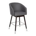thumbnail image 4 of Flash Furniture Margo 26.25"H Square Mid Back Barstool, Gray/Walnut, 4 of 11