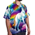 thumbnail image 2 of Robot Unicorn Attack Men's Short Sleeve Hawaiian Print Button Down Beach Shirt, 2 of 6