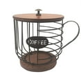 thumbnail image 1 of Coffee Pod Holder - Large Capacity, Metal Wood Material, with Lid Handle Base, Retro Design, Multi-Purpose for Coffee Bar Kitchen, 1 of 4