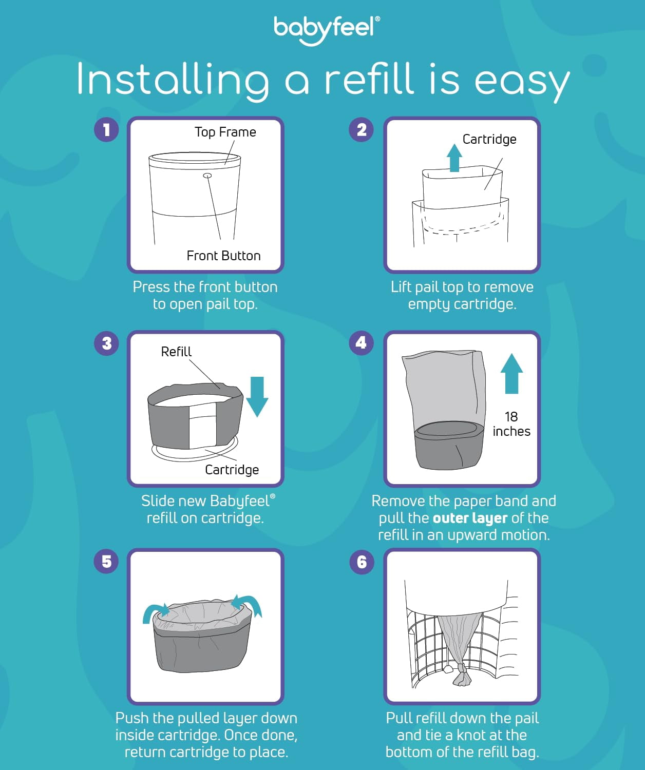 Dekor Classic Diaper Pail Refills | 8 Pack | Value Pack | Exclusive 30% Extra Thickness | Powder Scent | Fits Dekor Classic Size Diaper Pails | Powerful Odor Elimination | Holds up to 3960 Diapers
