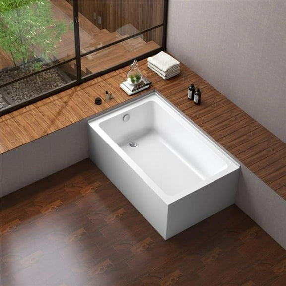 Aqua Eden 60 in. Acrylic Alcove Tub with Left Hand Drain, White