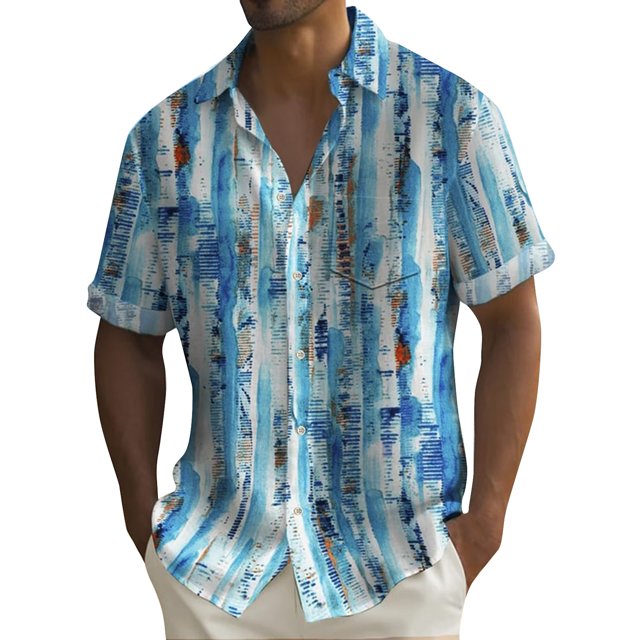 Hawaiian Shirt For Men, Men's Vintage Button Down Bowling Shirts Short Sleeve Summer Beach Shirt 2XL