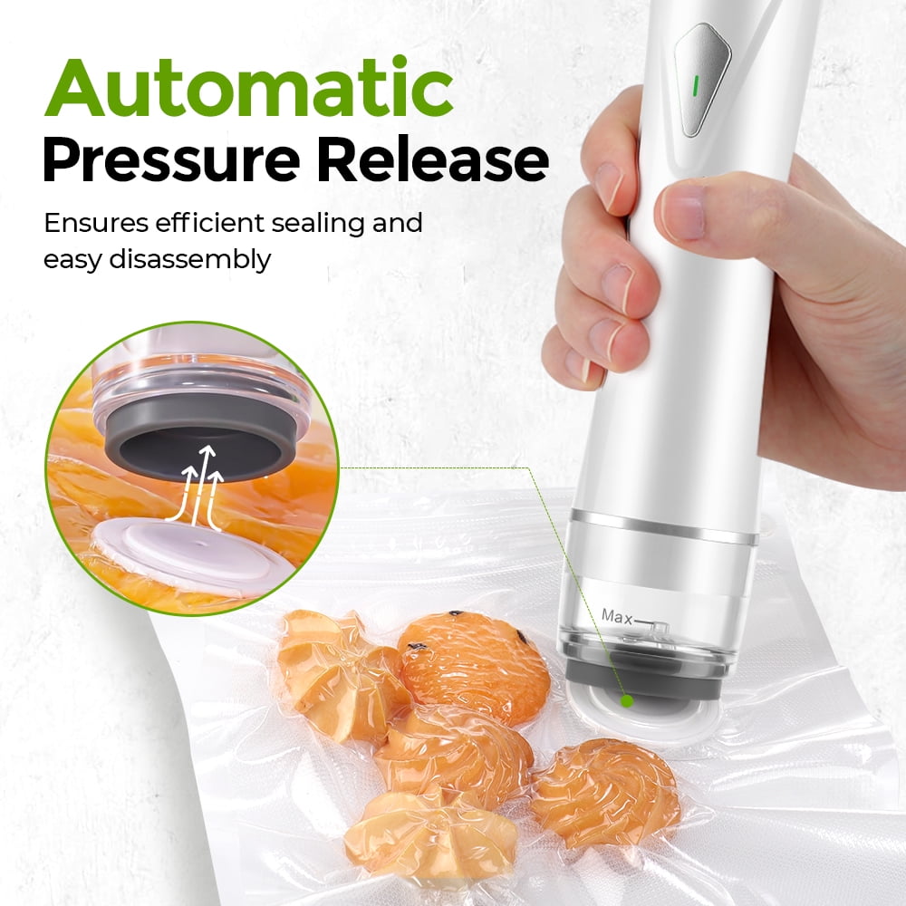 Compact Vacuum Sealer for Food Sealer, Handheld Portable Vacuum Sealer Machine with 30 Reusable Bags for Food Storage, Rechargeable Food Vacuum Sealing for Kitchen Travel Fridge Meal Prep
