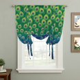 thumbnail image 2 of Peacock Feathers Balloon Curtains for Living Room/French Door, Ombre Blue Green Modern Animals Printed Tie Up Curtains 63 Inch Length Energy Saving Kitchen Curtains Shades for Windows 42"x63", 2 of 8