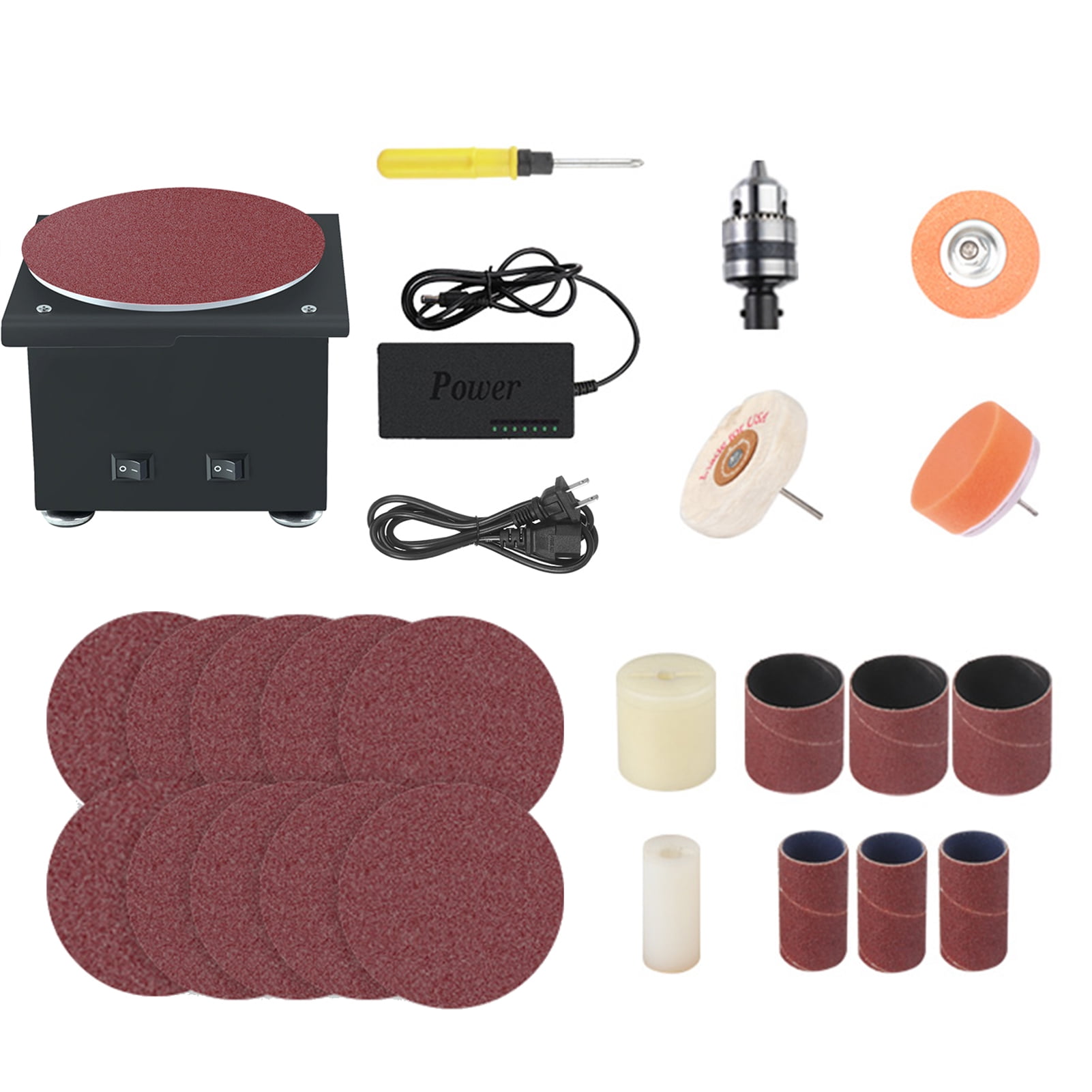 Mini Bench Disc Sander and Sanding Roller Electric Edge Sharpener 7 Variable Speed with Sanding Disc Band Wheel DIY Benchtop Portable Polishing Grinding Machine for Wood Metal Acrylic Stone Walmart
