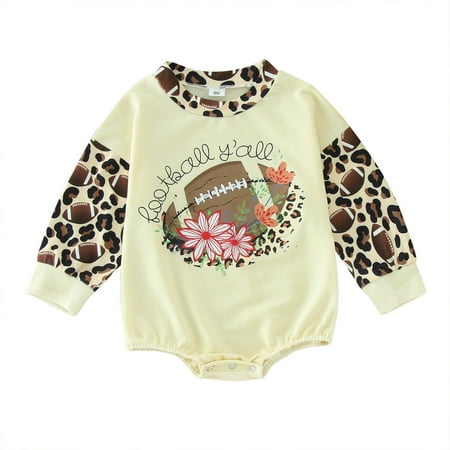 

Zlekejiko Baby Boy Girl On Sundays We Watch Football Leopard Prints Daddy Bodysuit Funny Romper Sweatshirt