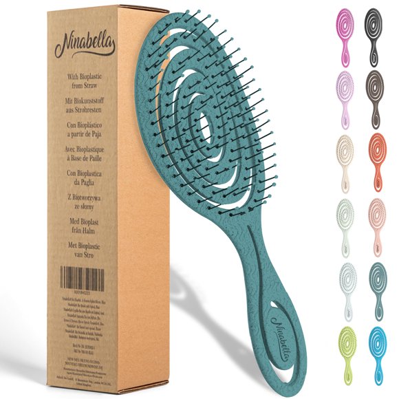 Ninabella Cepillo orgánico para desenredar el cabello para mujeres, hombres y niños - No tira del cabello - Cepillos alisadores para cabello liso, rizado y mojado - Cepillo único en espiral