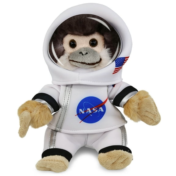 DolliBu Wild Squirrel Monkey Astronaut Plush Toy - Super Soft Wild Life Astronaut Stuffed Animal with Space Helmet and NASA Astronaut Suit, Spaceman Doll Decor for Girls and Boys - 12.5 Inch