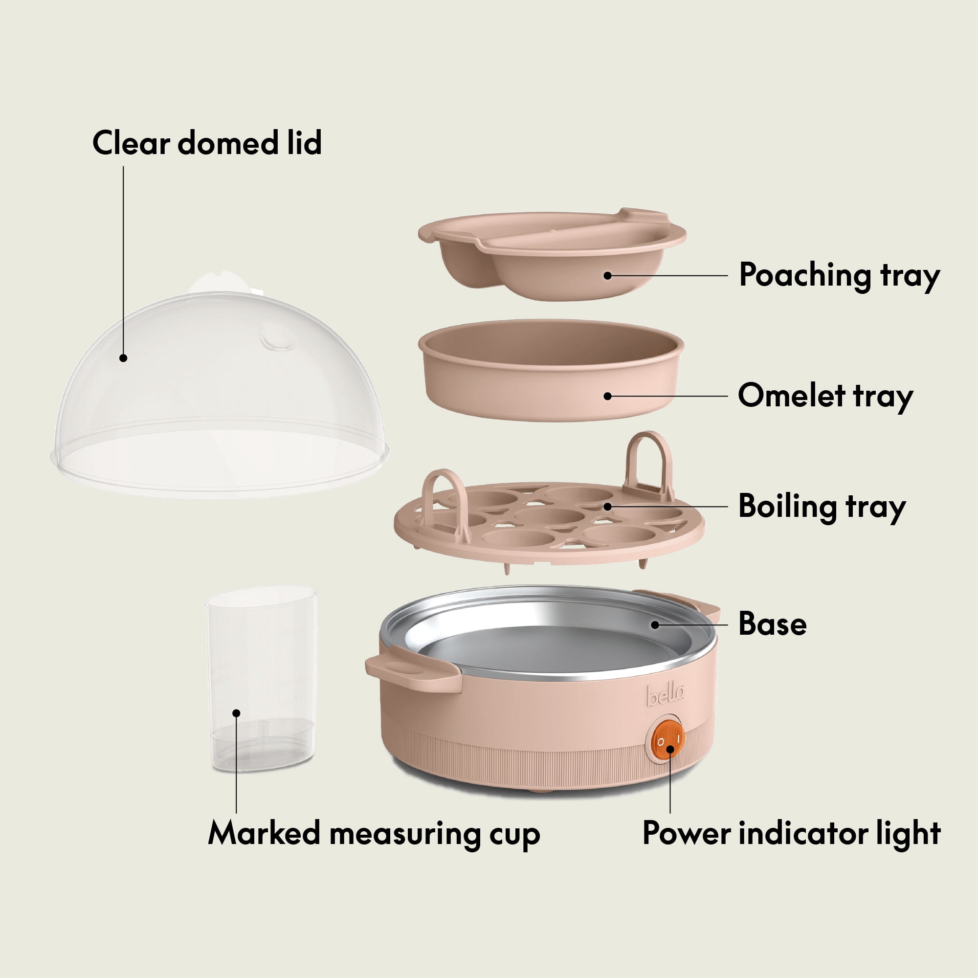 bella 7-Egg Electric Egg Cooker for Hard, Soft Boiled Eggs, Blossom