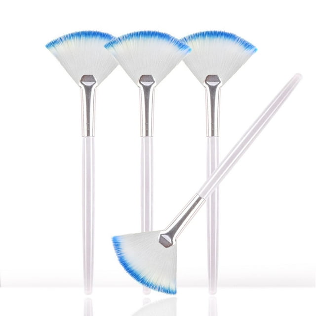 Soft 'N Style Taklon Fan Mask Brush Aplicador de ácido para exfoliación/mascarillas glicólicas (4 blanco/azul)