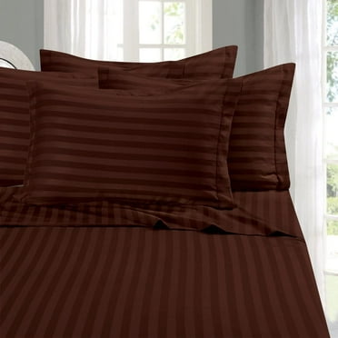 1500 Premier Hotel Collection Elegant Comfort 1800 Premier Hotel Collection Damask Stripes Silky Soft 4Piece Sheet Set Up To 16" Deep Pocket King Chocolate Brown