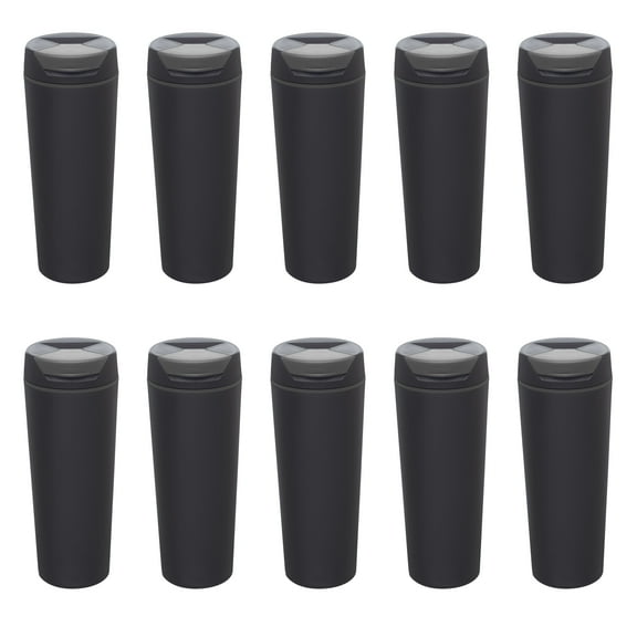 Double Wall Plastic Travel Mugs 18 oz. Set of 10, Bulk Pack - Perfect for Coffee, Soda, Other Hot & Cold Beverages - Black Smoke