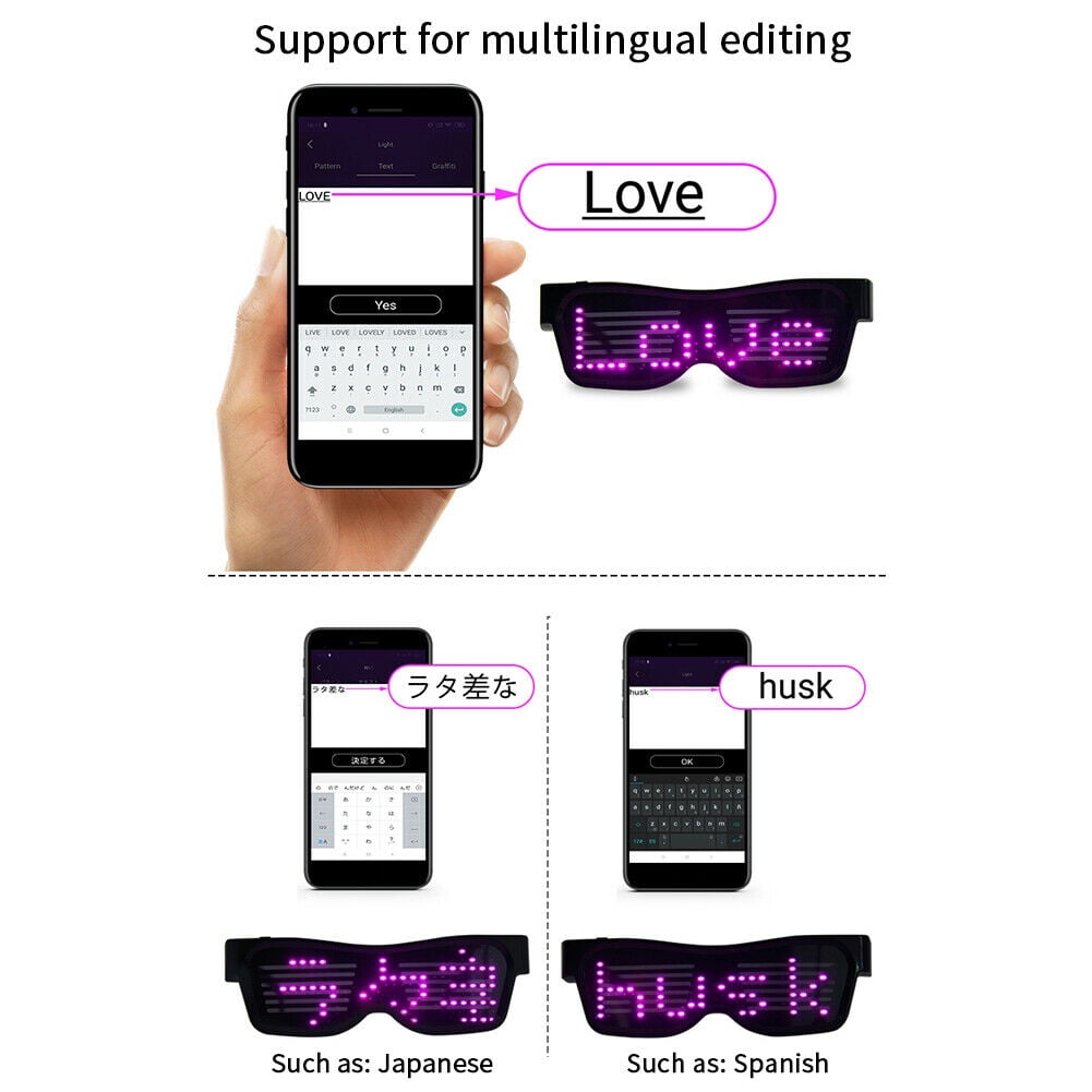 Customizable Bluetooth LED Glasses Grow Party Favor Festivals Nightclub Birthday Party Supplies Pink Raves Christmas