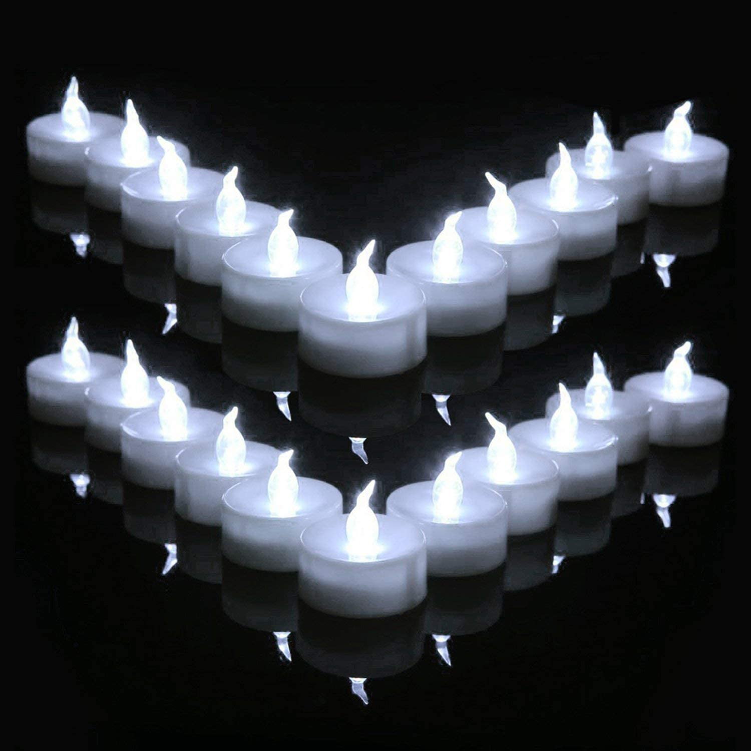 Seven Color Light Yarnow 24pcs Flameless LED Tea Light Candles Battery Powered Realistic Realistic Flickering Bulb for Birthday Wedding Mother Day Party Decoration 