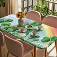 thumbnail image 3 of St Patrick's Day Table Cloths for 5 Foot Rectangle Tables, Green Gnomes Shamrock Cloud Plants Rainbow Patio Waterproof Elastic Fitted Tablecloths, Washable Rectangular Table Cover for Camping, 3 of 8