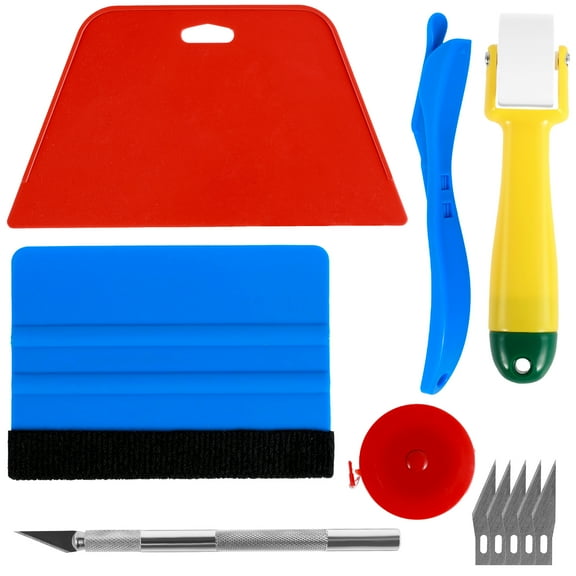 AEVXKHI 11Pcs Wallpaper Smoothing Tool Kit Reusable Wallpaper Tool Set Flexible Wall Paper Peal and Stick Tool with Seam Roller Tape Measure Scraper for Window Film Vinyl Wrapping Paper