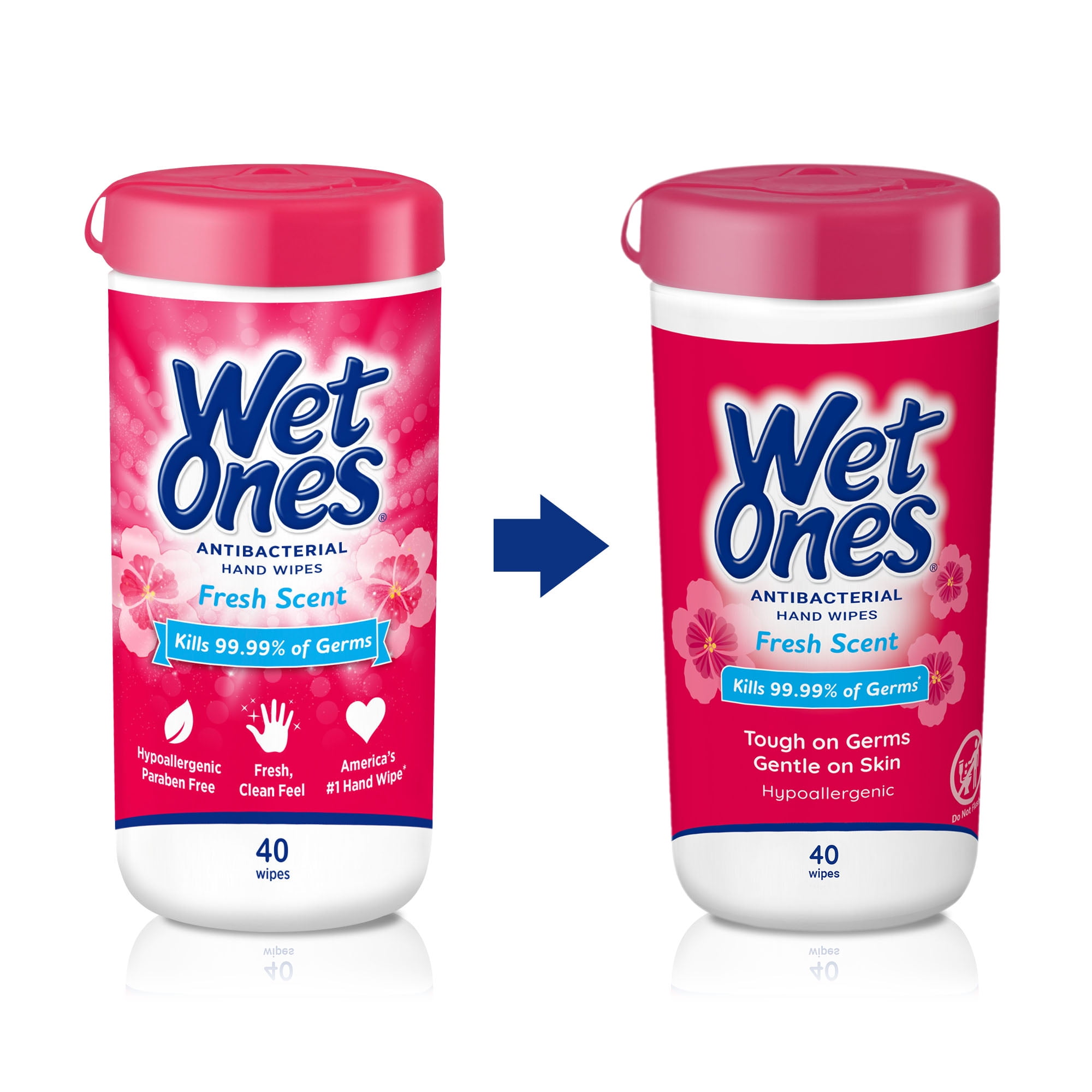 Wet Ones Antibacterial Hand Wipes Fresh Scent 40 Ct Canister Hypoallergenic