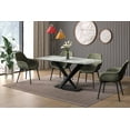 thumbnail image 3 of LeisureMod Voren Modern Dining Table with 71" Rectangular Sintered Stone or Glass Wide Tabletop and Black Steel Legs for Home, Kitchen, Dining or Conference Room in Light Grey, 3 of 10