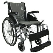 Karman S-115 Ergonomic Ultra Lightweight Manual Wheelchair with Quick Release Axles, Pearl Silver, 20" Seat Width