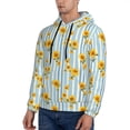 thumbnail image 3 of Rateoe Blue White Striped Sunflower Pattern Mens Hoodie, Pullover Hooded Sweatshirt, Kangaroo Pocket Hoodie Ideal for Daily Wear, Travel and Home-Large, 3 of 7