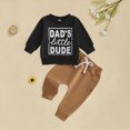 thumbnail image 2 of Xudanell Baby Boy Clothes 6 12 18 24 Months 2T 3T DAD'S little DUDE Letter Print Graphic Long Sleeve Sweatshirts Pullover Tops Pocket Pants Clothes Boy Winter Jogger Outfits, 2 of 5