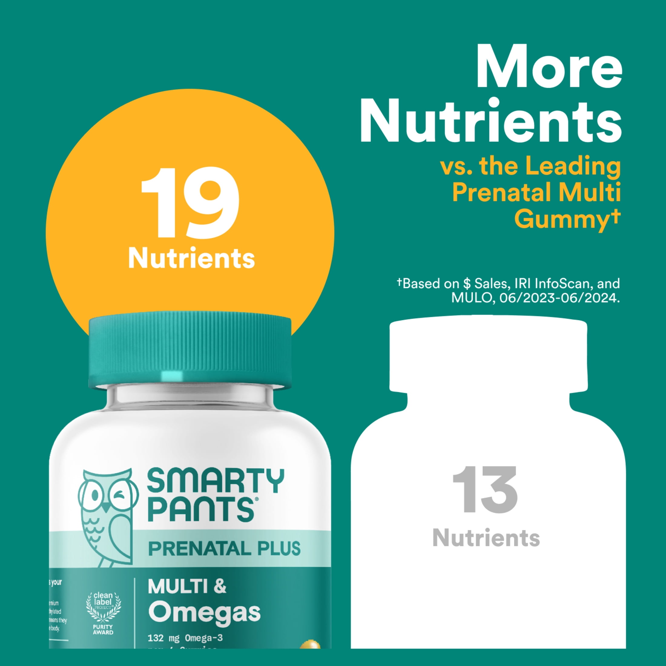 SmartyPants Prenatal Plus Multivitamin & Omega 3 Gummies with Methylfolate 90 Count