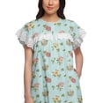 thumbnail image 5 of Moomaya Printed WoMen's Nightdress Mid Calf Length Cotton Short Sleeve Sleepwear, 5 of 6