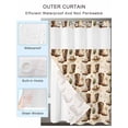 thumbnail image 2 of No Hook Cloth Fabric Shower Curtain with Snap in Liner, Brown Western Cowboy Waterproof Shower Curtains Set with See Through Top Window, Vintage Desert Botanical Bath Curtains Shower 72"x72", 2 of 6