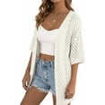 thumbnail image 4 of PRETTYGARDEN Summer Cardigan Sweaters for Women Lightweight Short Sleeve Knit Coverup Spring Beach Vacation Clothes, 4 of 10