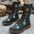 thumbnail image 5 of Wowcloth Women's Fashion Casual Winter Ankle Boots - Solid Color Floral Embroidery Round Toe with Front Lace-Up & Side Zipper Low Heel Design for Stylish Everyday Winter Footwear, 5 of 7