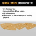 thumbnail image 4 of Dura-Gold Premium Triangle Mouse Sanding Sheets - 60 Grit (Box of 24) - 6 Hole Pattern Hook & Loop Triangular Shaped Mouse Sander Discs - Aluminum Oxide Abrasive Sandpaper - Woodworking, Crafting, 4 of 6