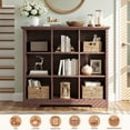 thumbnail image 2 of Homieasy 9 Cube Storage Organizer with Charging Station, 41'' Tall Wooden Cube Bookcase for Living Room, Bedroom, Walnut, 2 of 6