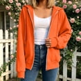 thumbnail image 3 of Zip up Hoodies for Women Long Sleeve Sweatshirts Casual Fall Jacket Coat with Pocket,Orange,3XL, 3 of 6