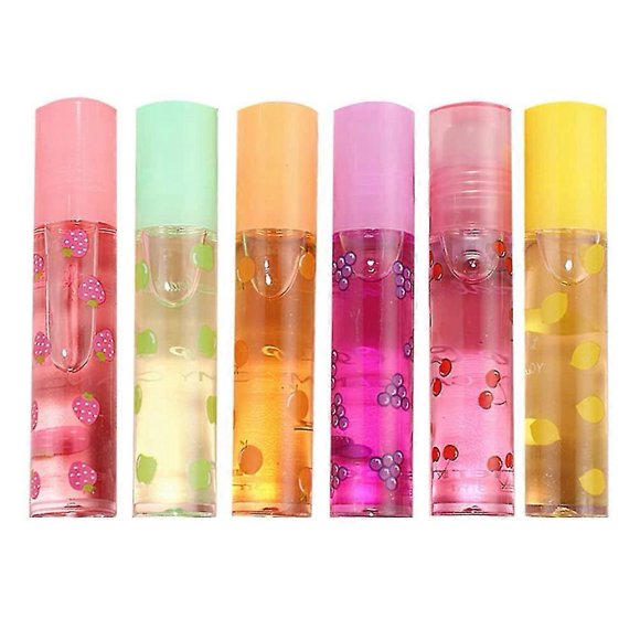 6pcs fruit flavor lip gloss fruity roll on lip gloss kissing fruit gloss for women and girls