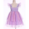 thumbnail image 2 of IBTOM CASTLE Toddler Baby Girls Shiny Butterfly Tutu Dress Princess Birthday Party Pageant Flower Girl Wedding Tulle Dresses 2-6T 2-3T Rainbow Purple, 2 of 7