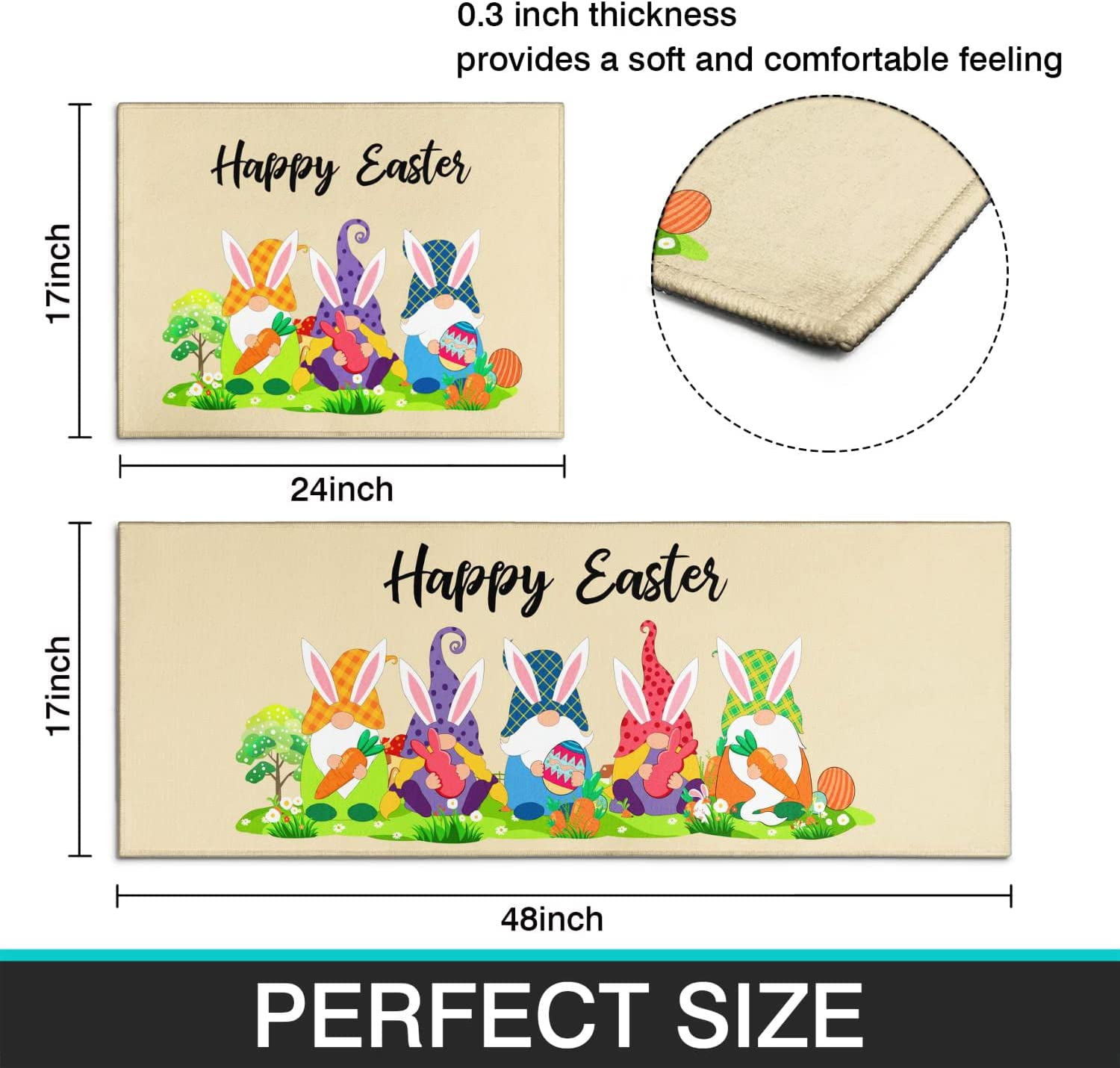 Easter Rugs for Kitchen Easter Kitchen Rug Easter Kitchen Mat Happy Easter Rabbits Decorative Home Seasonal Spring Easter Holiday