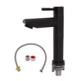 thumbnail image 1 of Bathroom Sink Faucet Stainless Steel Modern Single Handle Single Hole Cold Water Faucet Vanity Sink Tap for Home Hotel Black Straight, 1 of 5