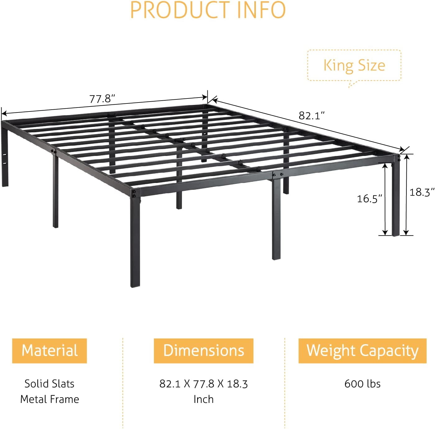 Buy Sha Cerlin Heavy Duty King Size Metal Platform Bed Frame,Self