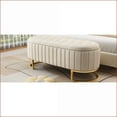 thumbnail image 5 of Storage Ottoman Bench | Modern Button-Tufted | Metal Legs | 47.2” | for Bedroom/Living Room | Beige | Velvet, 5 of 11