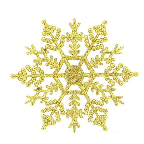 12Pcs/Set 4-Inch Sparkly Plastic Glitter Snowflake Christmas Ornaments Xmas Tree Hanger Garland Making Decorations