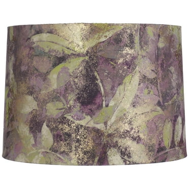 Springcrest 14" Top x 15" Bottom x 10 1/2" High x 10 1/2" Slant Print Lamp Shade Replacement Purple Leaf Velvet Spider Harp Finial