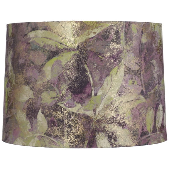 Springcrest 14" Top x 15" Bottom x 10 1/2" High x 10 1/2" Slant Print Lamp Shade Replacement Purple Leaf Velvet Spider Harp Finial