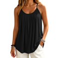 thumbnail image 5 of Yigetop Women's Pleated Tank Tops Spaghetti Strap Camisole Curved Hem Fashion Casual 2026 Summer Tops Daily Wear Black L, 5 of 6