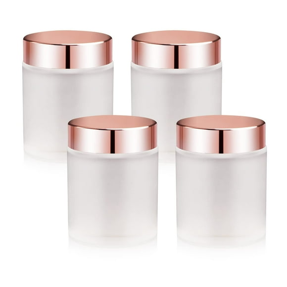 Frascos de vidrio Cositina de 100 ml (paquete de 4) con tapas de color rosa dorado